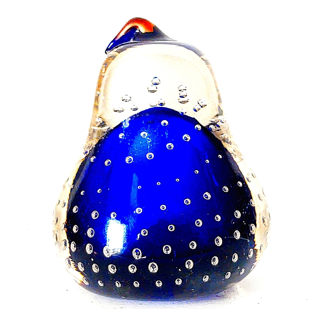 Vintage Hand-Blown Art Glass Pear Paperweight